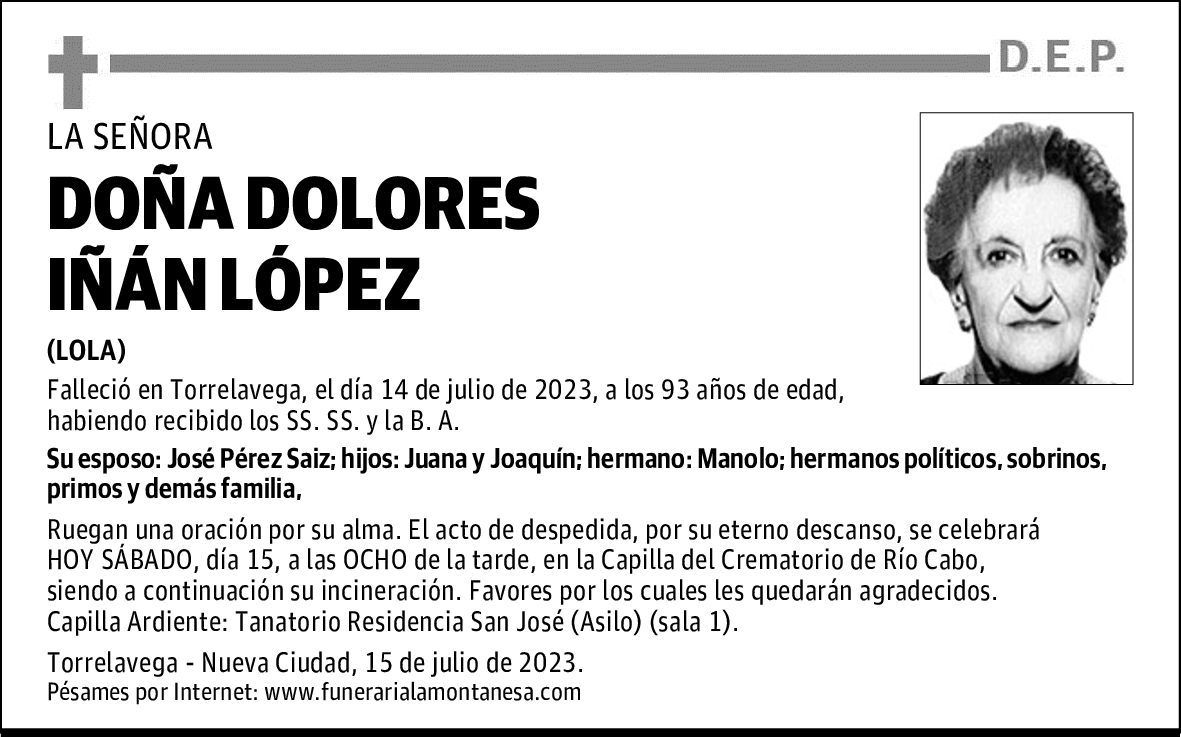 DOÑA DOLORES IÑÁN LÓPEZ