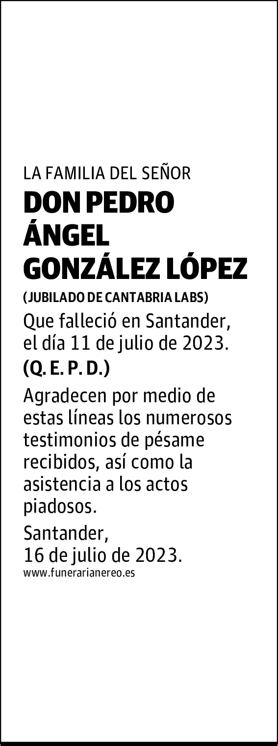 DON PEDRO ÁNGEL GONZÁLEZ LÓPEZ