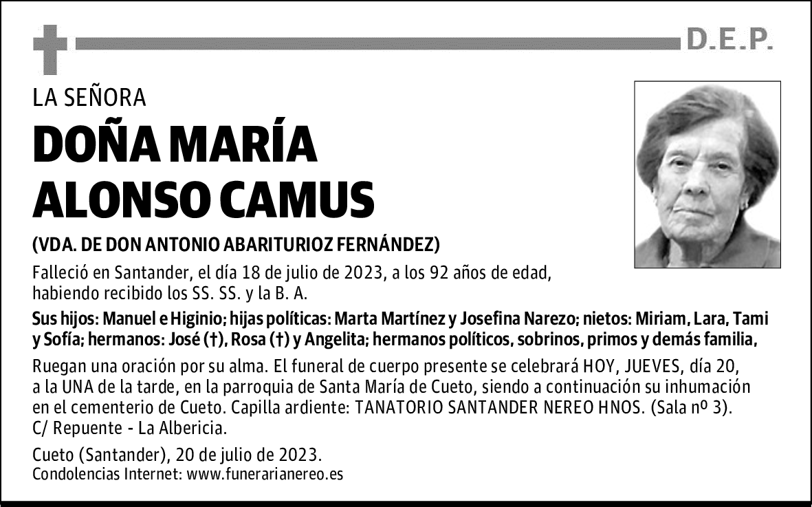 DOÑA MARÍA ALONSO CAMUS