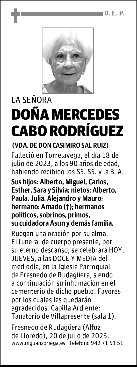 DOÑA MERCEDES CABO RODRÍGUEZ