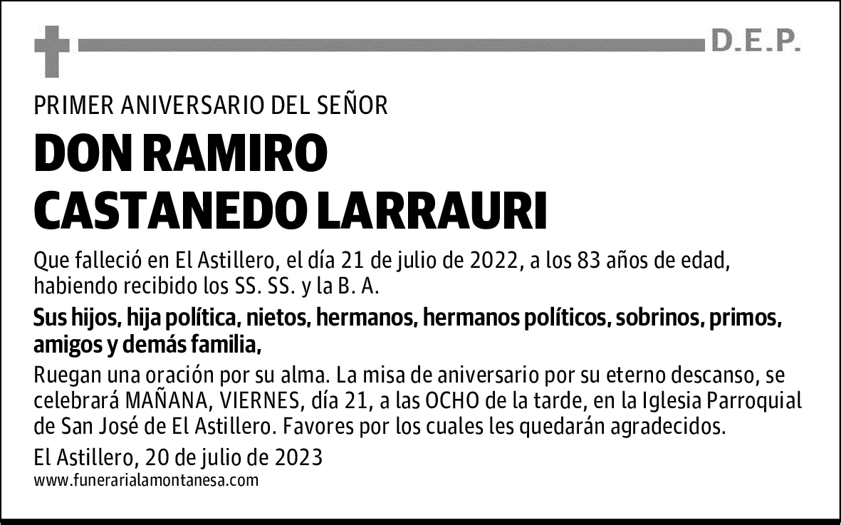 DON RAMIRO CASTANEDO LARRAURI