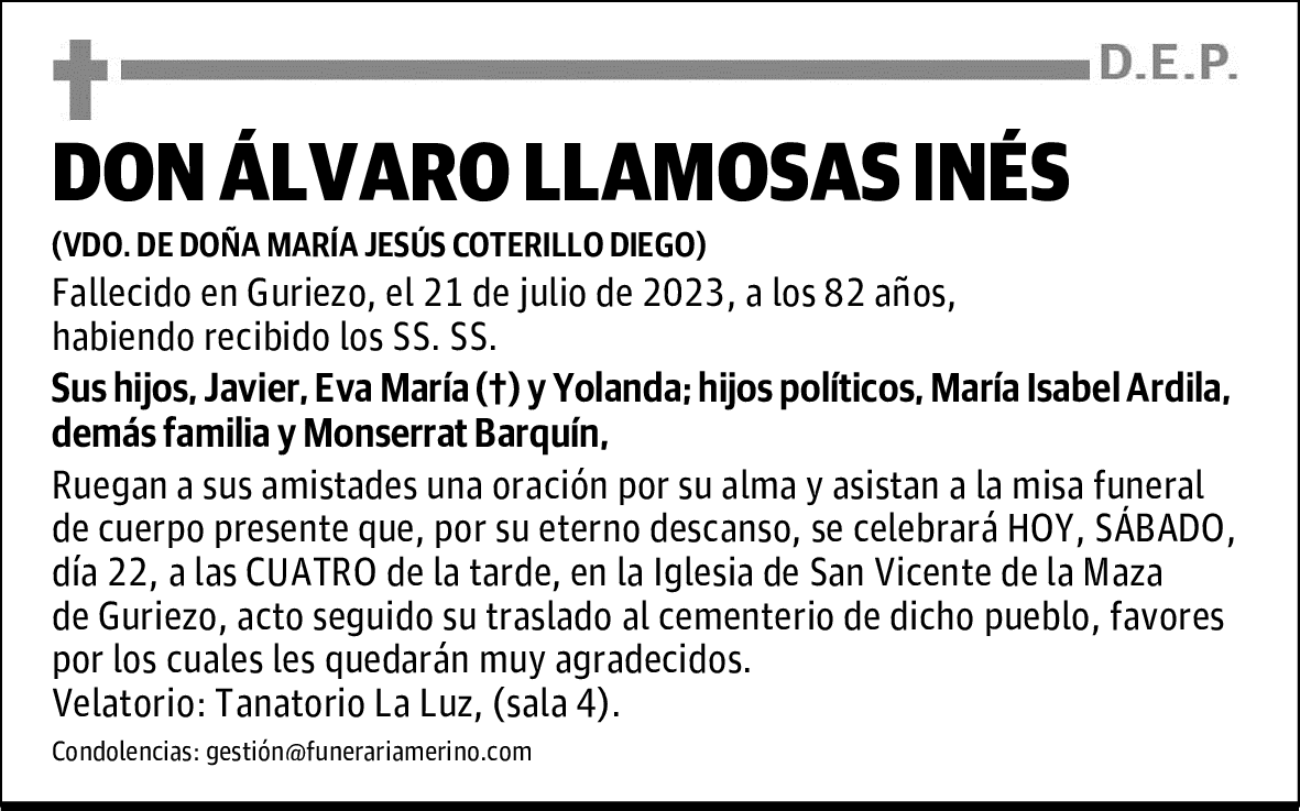 DON ÁLVARO LLAMOSAS INÉS