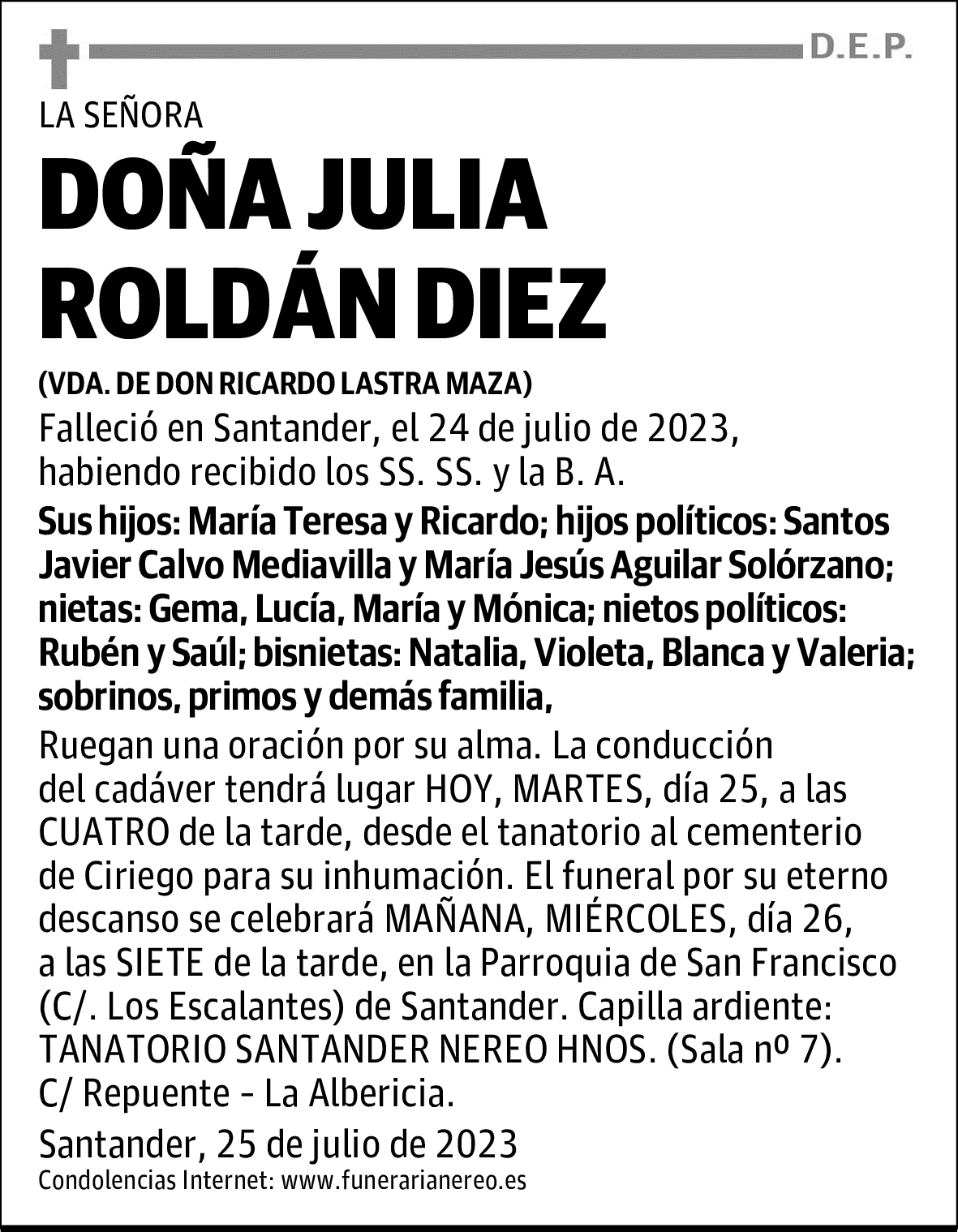 DOÑA JULIA ROLDÁN DIEZ