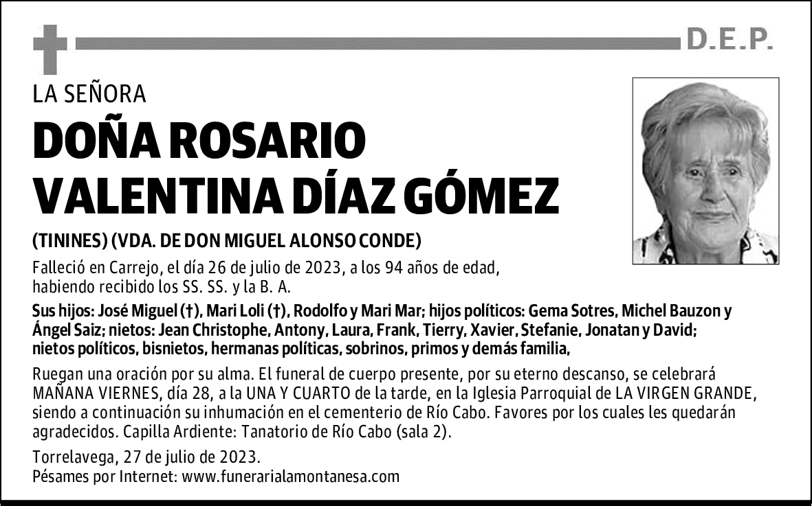 DOÑA ROSARIO VALENTINA DÍAZ GÓMEZ