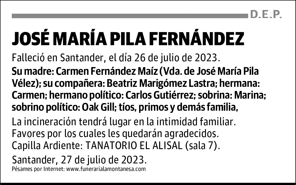 JOSÉ MARÍA PILA FERNÁNDEZ