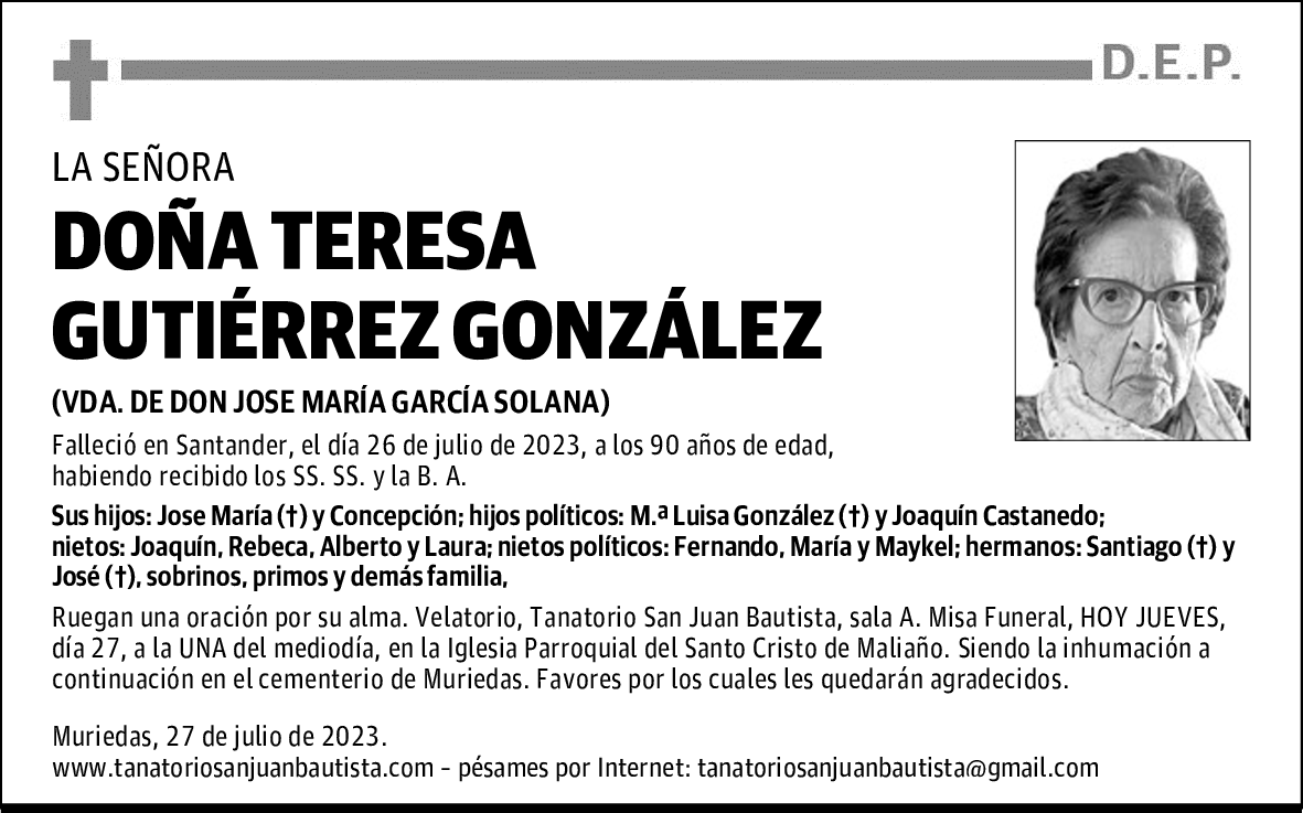 DOÑA TERESA GUTIÉRREZ GONZÁLEZ