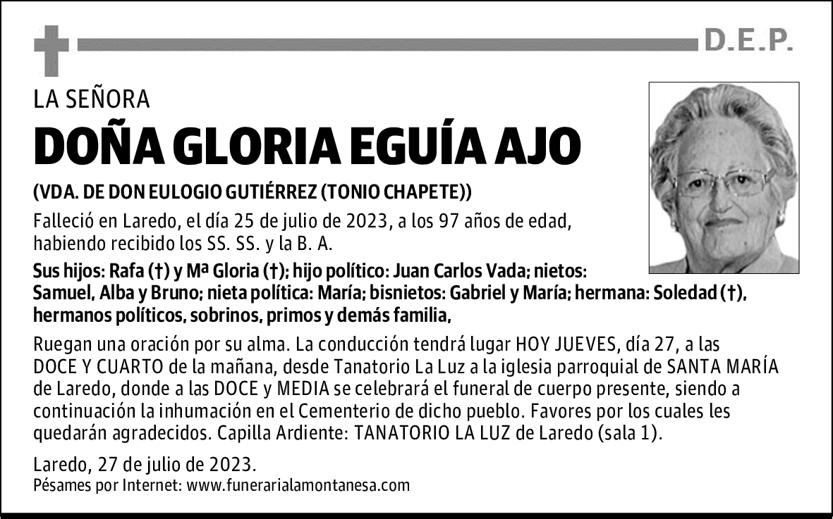 DOÑA GLORIA EGUÍA AJO