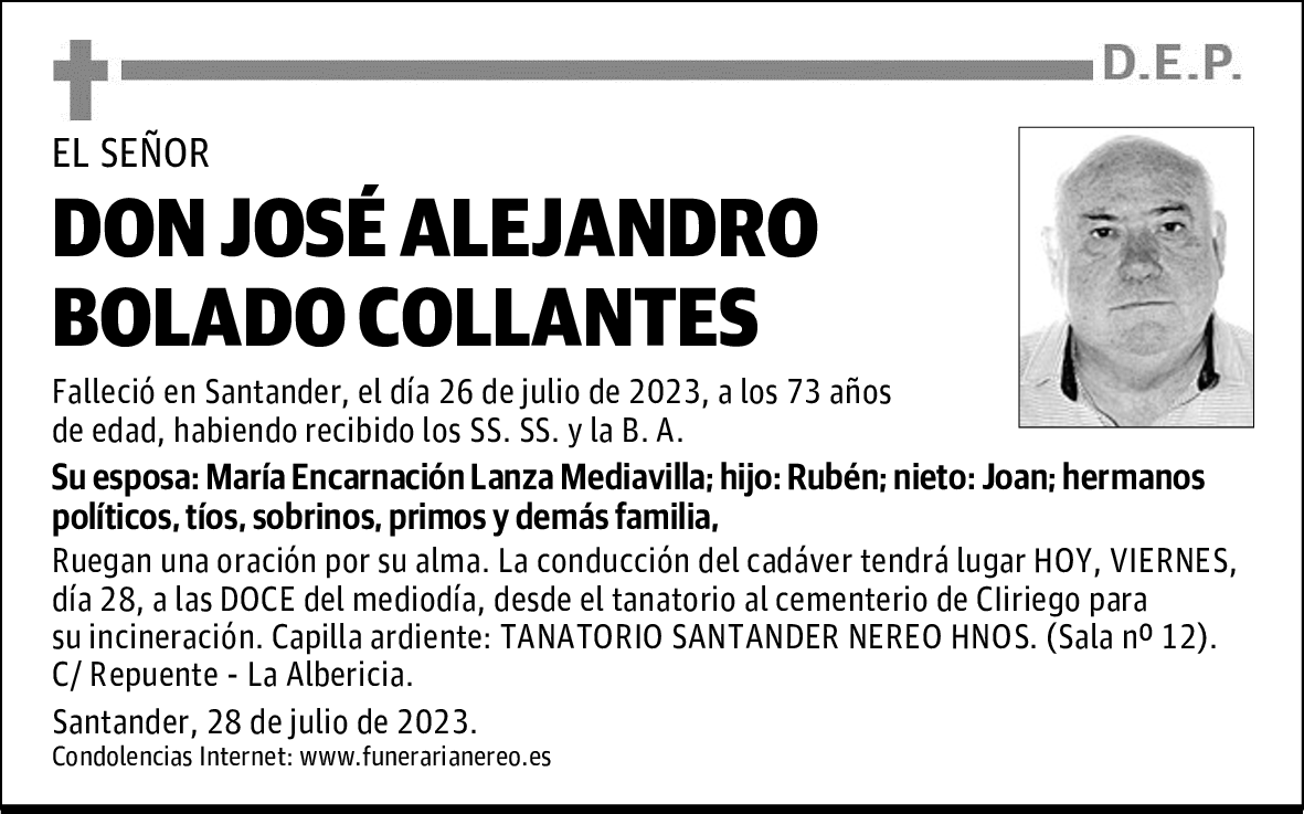 DON JOSÉ ALEJANDRO BOLADO COLLANTES