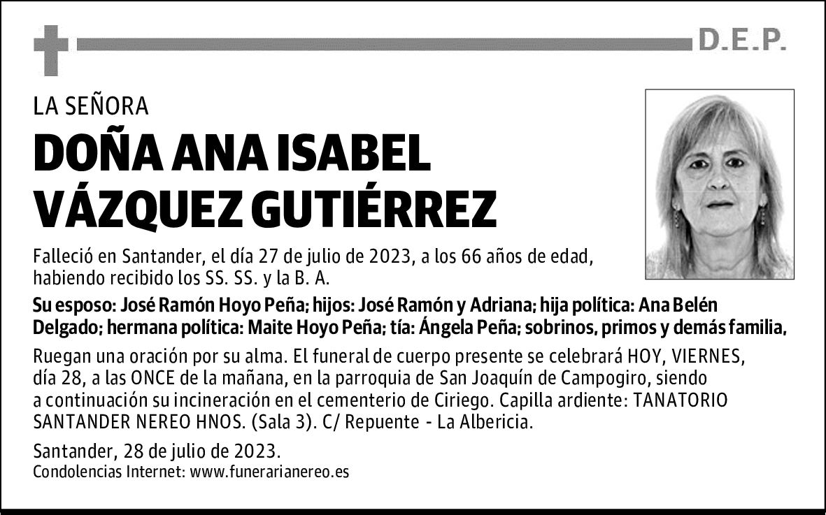 DOÑA ANA ISABEL VÁZQUEZ GUTIÉRREZ