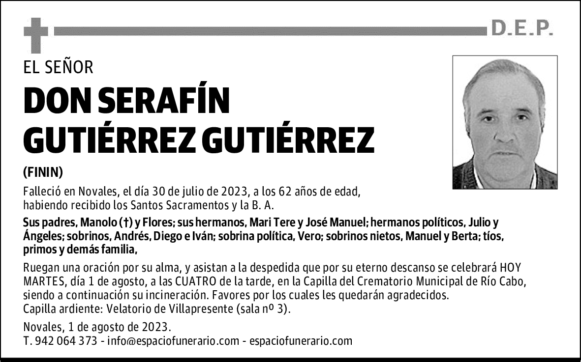 DON SERAFÍN GUTIÉRREZ GUTIÉRREZ