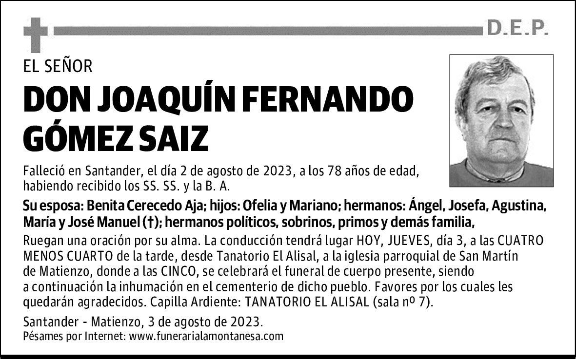 DON JOAQUÍN FERNANDO GÓMEZ SAIZ