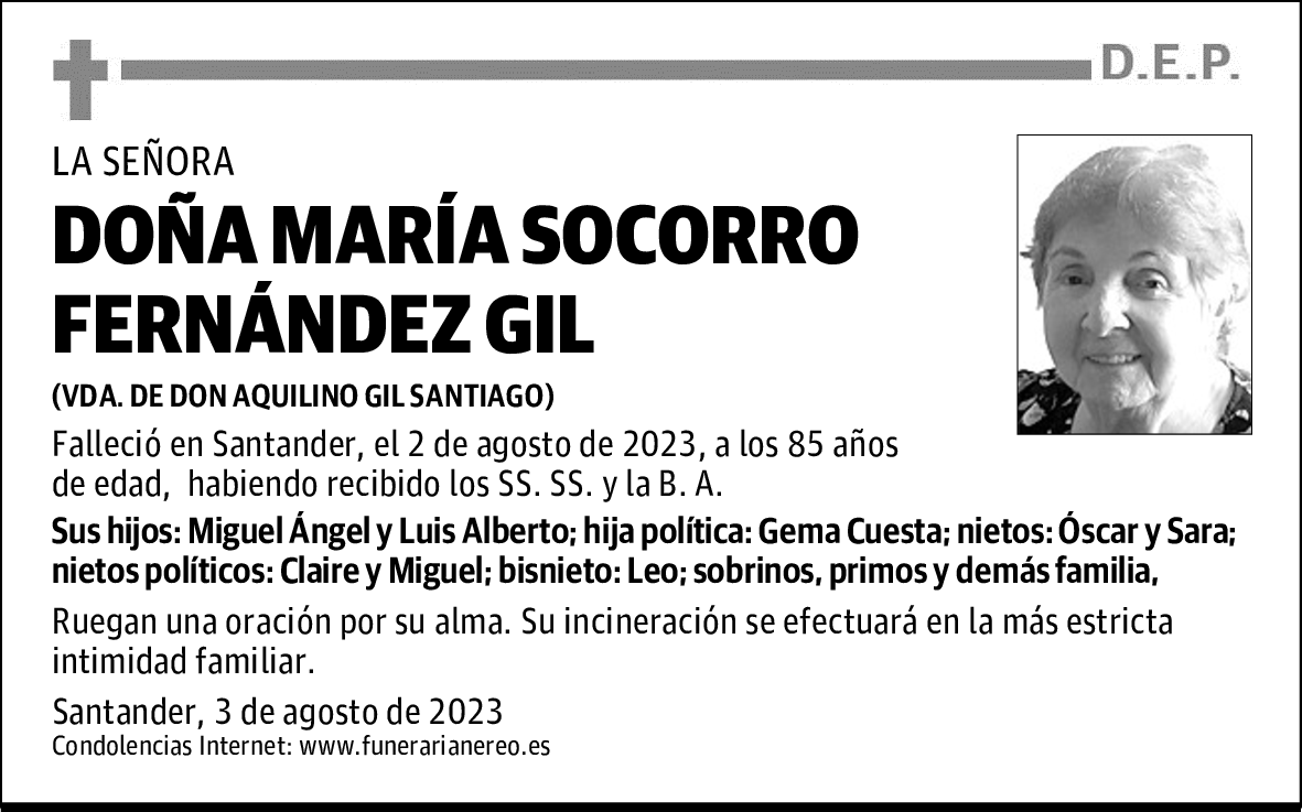 DOÑA MARÍA SOCORRO FERNÁNDEZ GIL