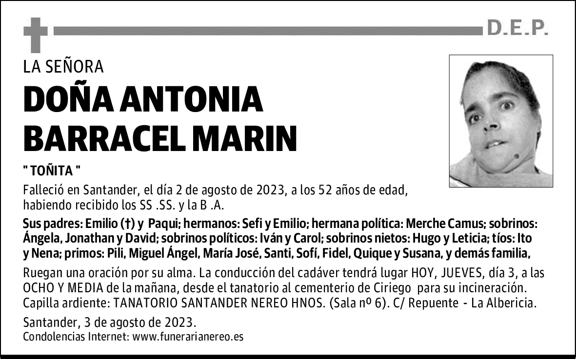 DOÑA ANTONIA BARRACEL MARIN