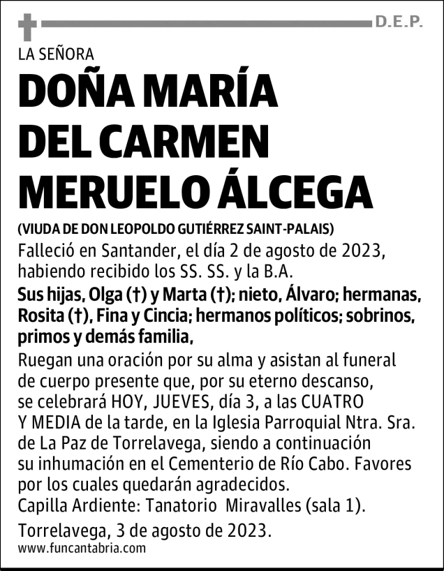 DoÑa MarÍa Del Carmen Meruelo Álcega 