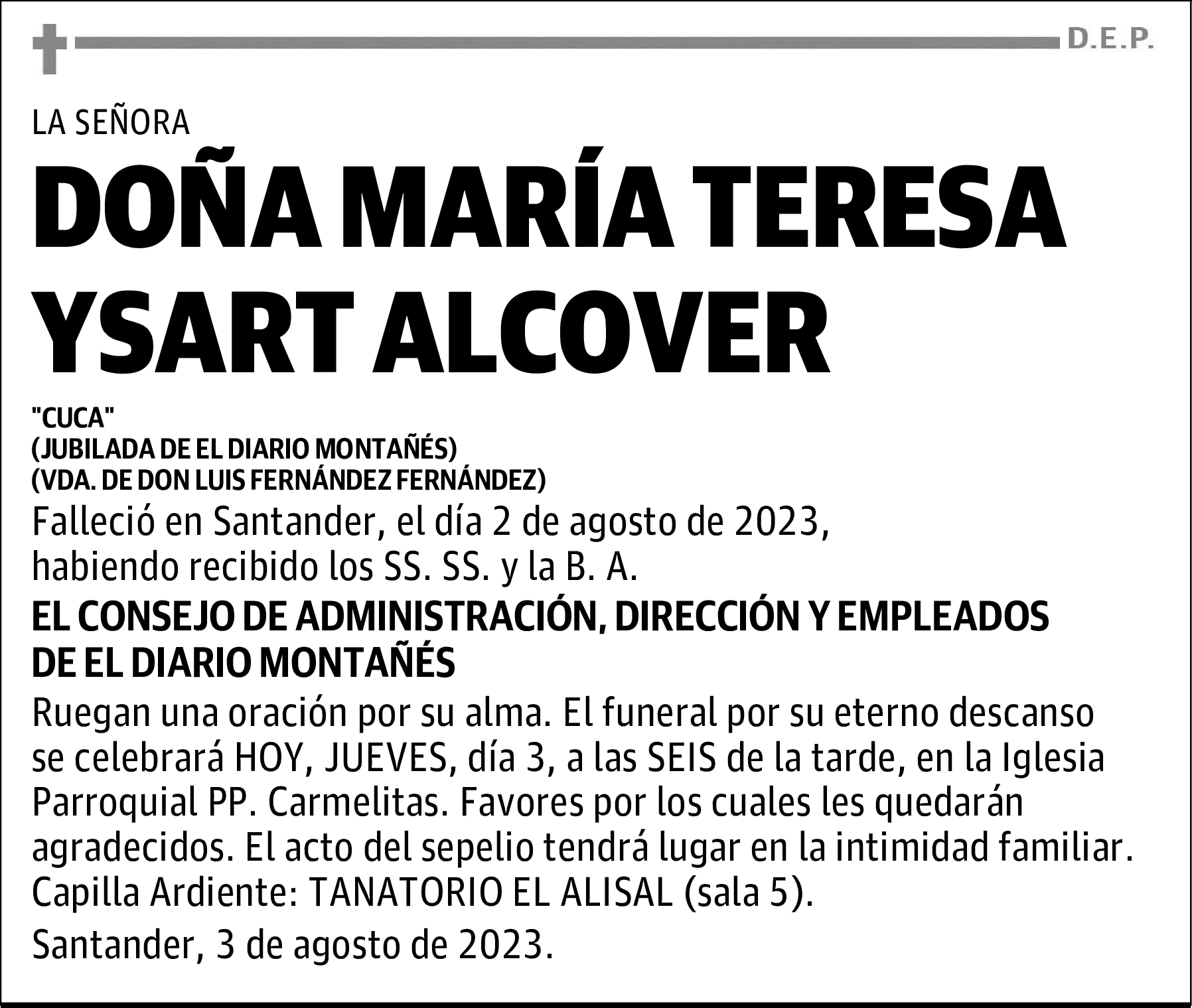 DOÑA MARÍA TERESA YSART ALCOVER