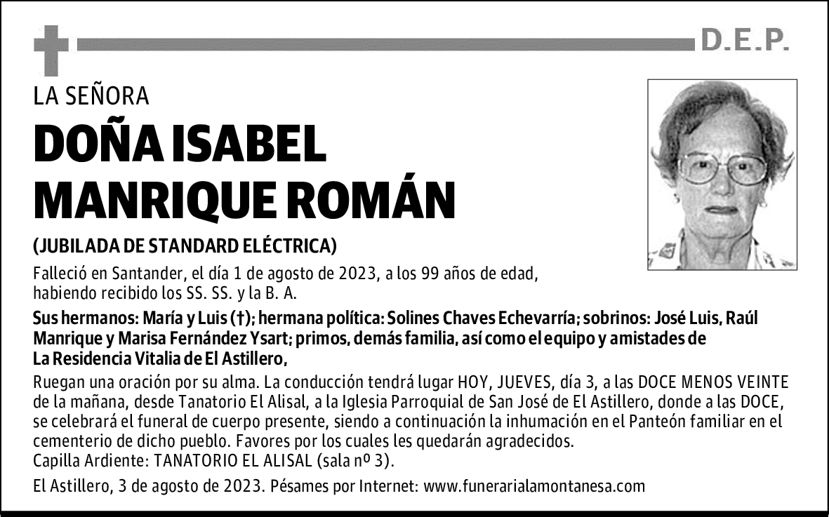 DOÑA ISABEL MANRIQUE ROMÁN