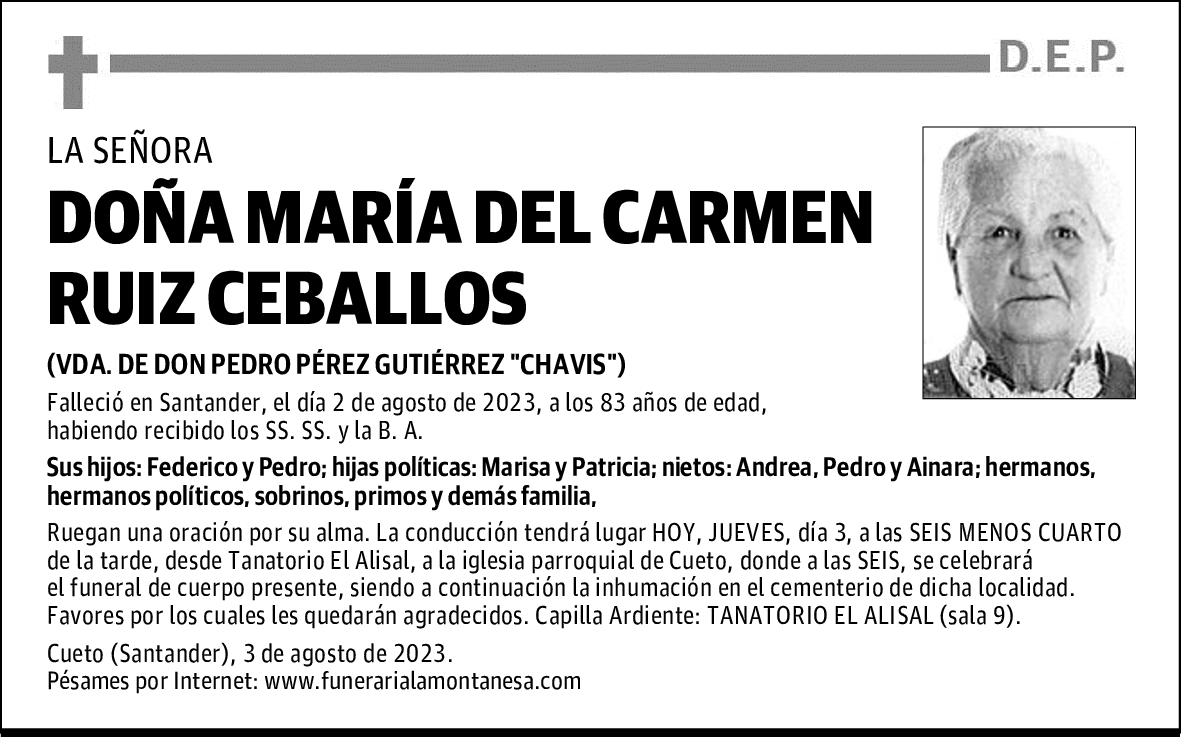 DOÑA MARÍA DEL CARMEN RUIZ CEBALLOS