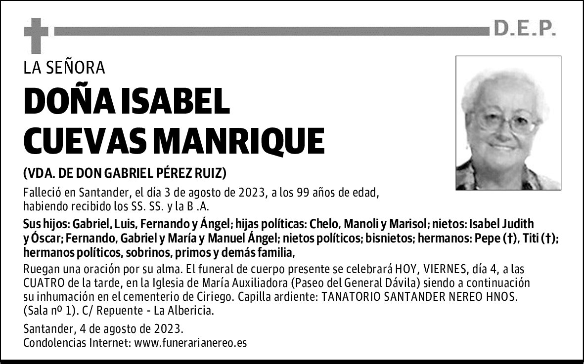 DOÑA ISABEL CUEVAS MANRIQUE