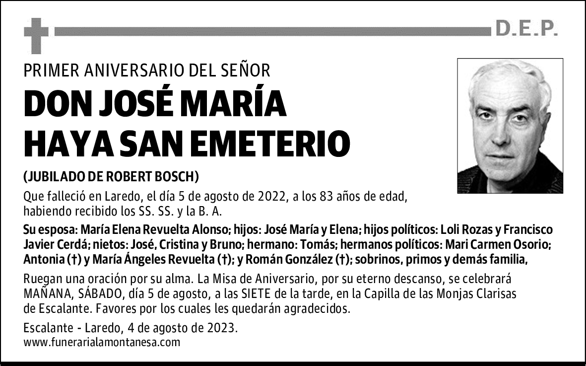 DON JOSÉ MARÍA HAYA SAN EMETERIO