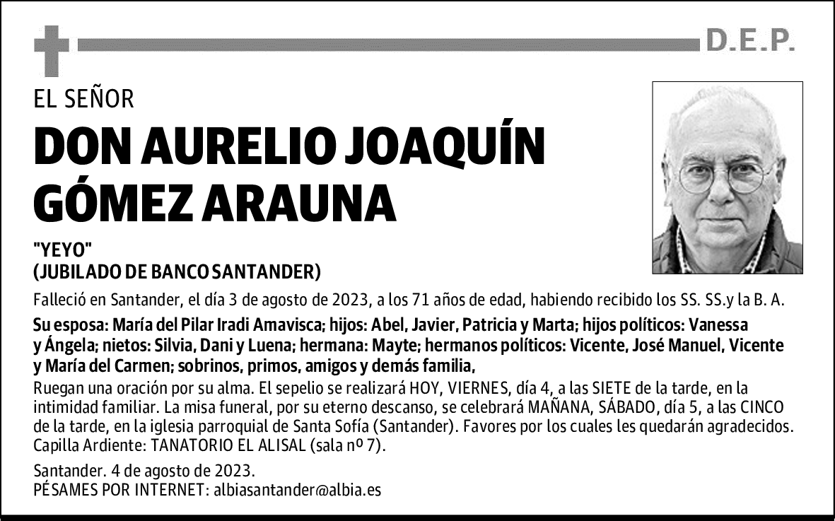 DON AURELIO JOAQUÍN GÓMEZ ARAUNA