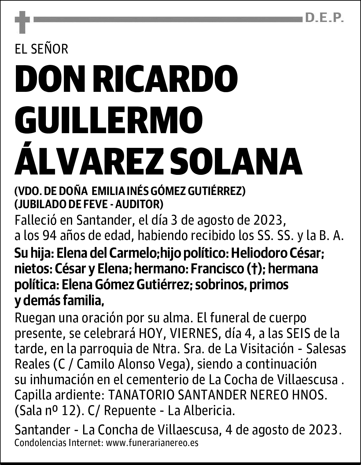 DON RICARDO GUILLERMO ÁLVAREZ SOLANA