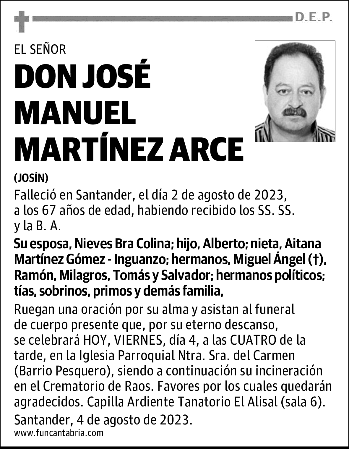 DON JOSÉ MANUEL MARTÍNEZ ARCE