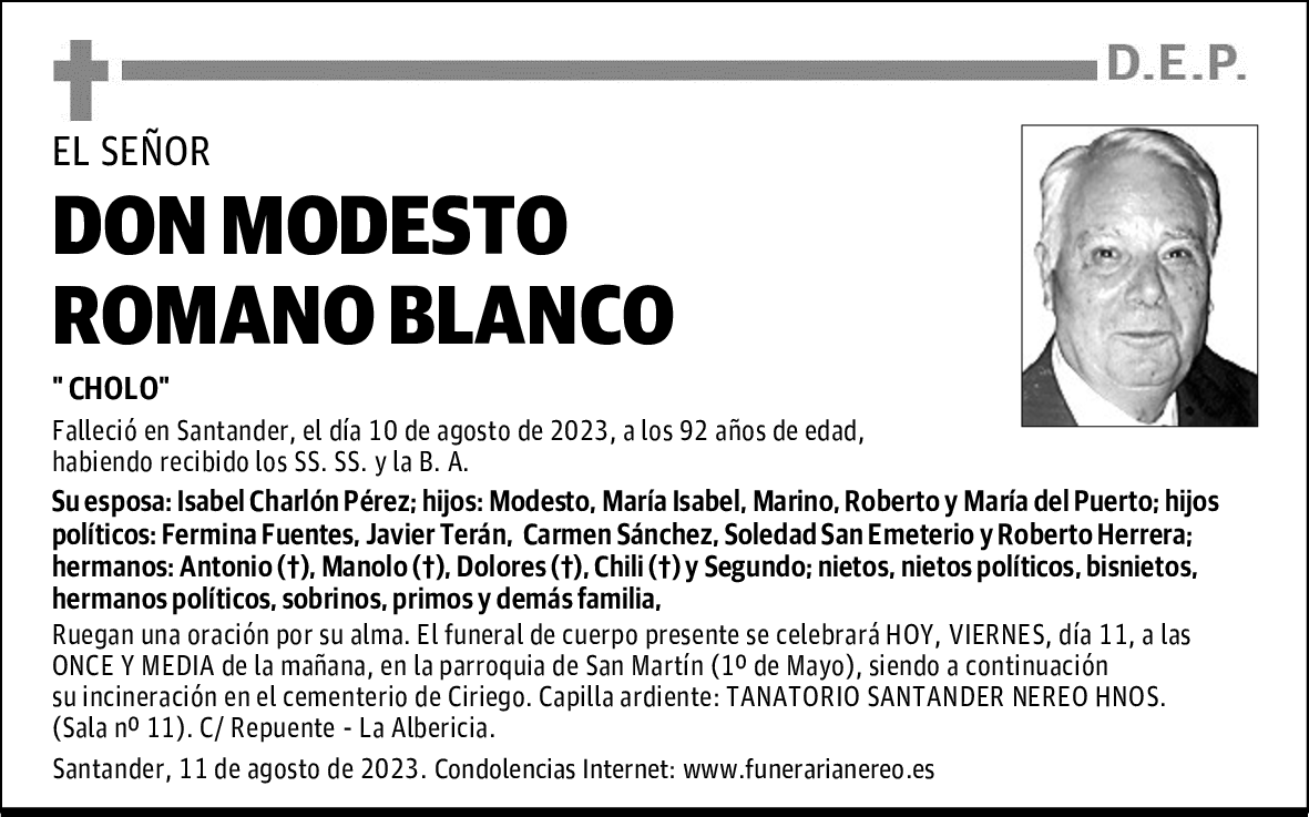 DON MODESTO ROMANO BLANCO