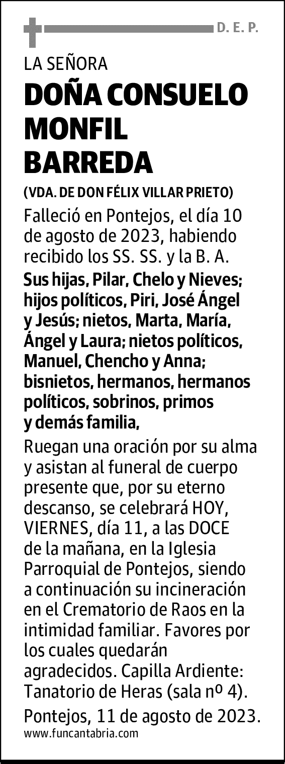 DOÑA CONSUELO MONFIL BARREDA