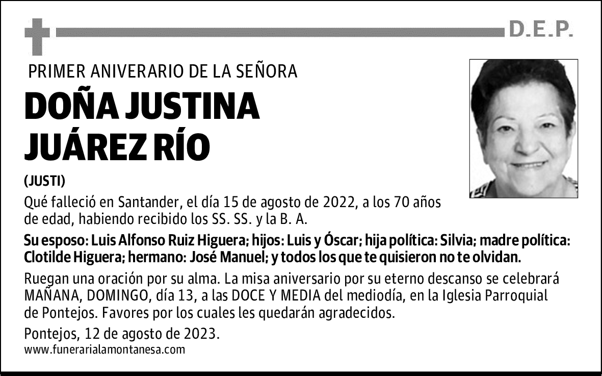 DOÑA JUSTINA JUÁREZ RÍO