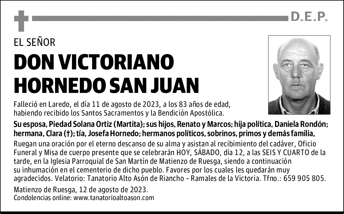DON VICTORIANO HORNEDO SAN JUAN