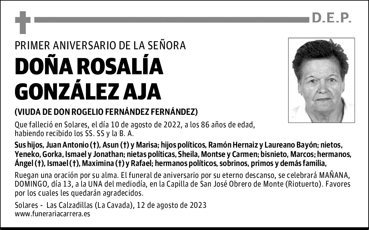 DOÑA ROSALÍA GONZÁLEZ AJA