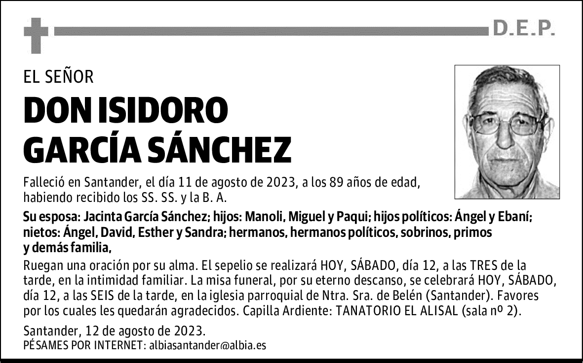 DON ISIDORO GARCÍA SÁNCHEZ