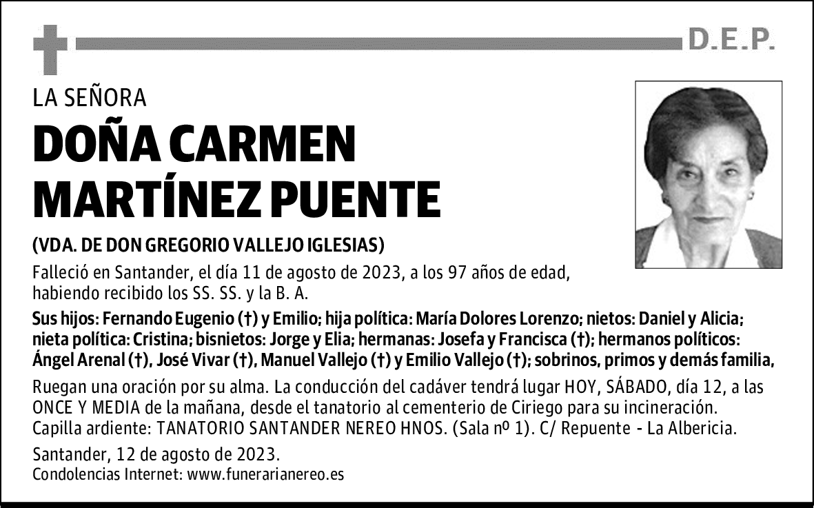 DOÑA CARMEN MARTÍNEZ PUENTE