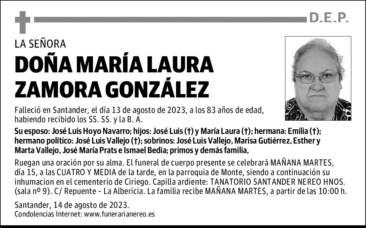 DOÑA MARÍA LAURA ZAMORA GONZÁLEZ