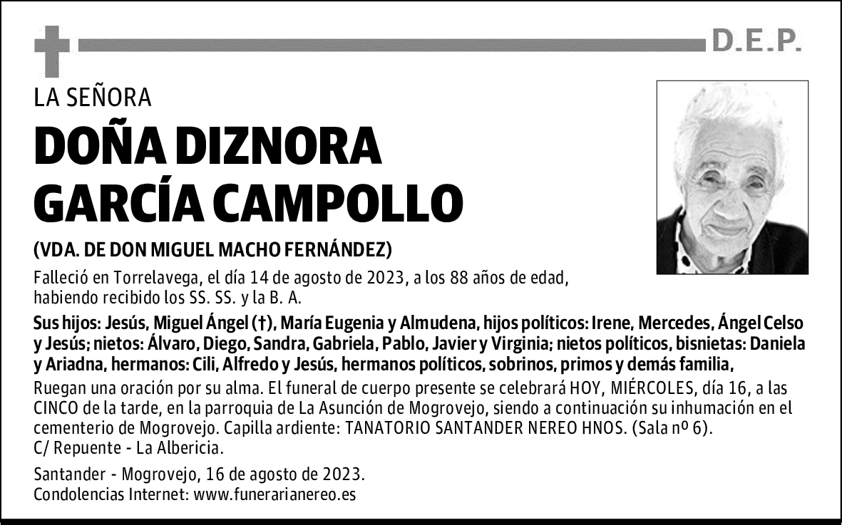 DOÑA DIZNORA GARCÍA CAMPOLLO