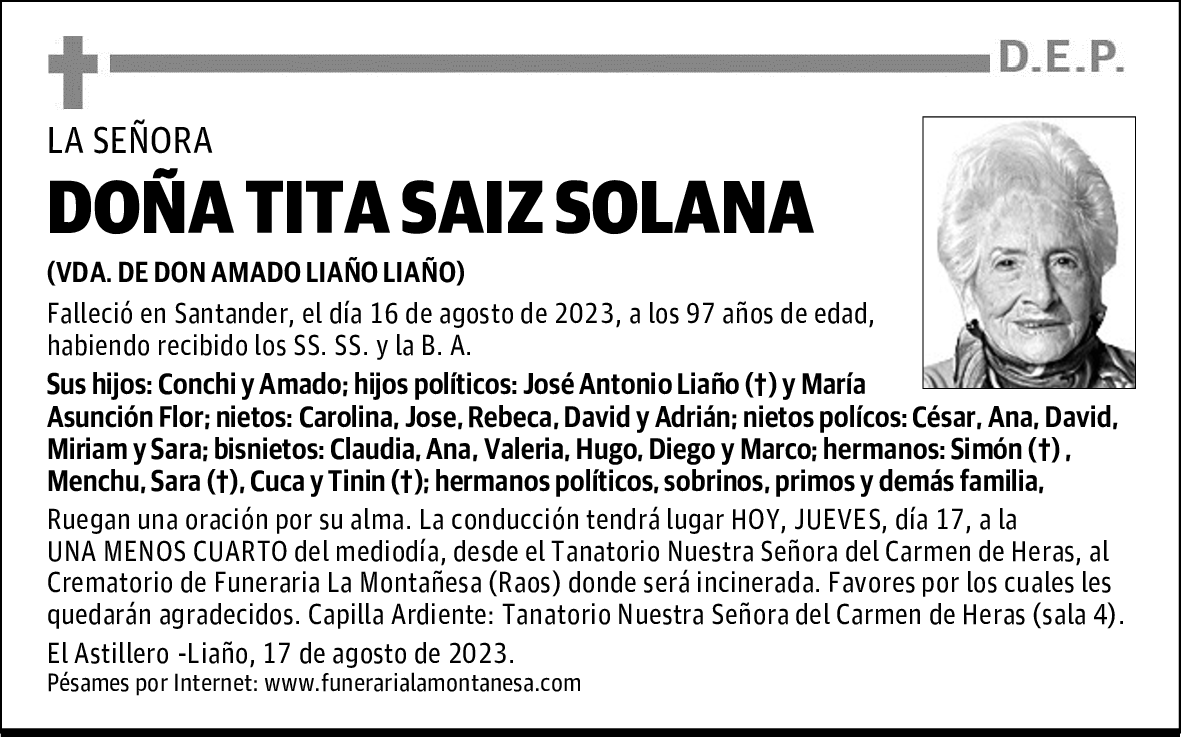 DOÑA TITA SAIZ SOLANA