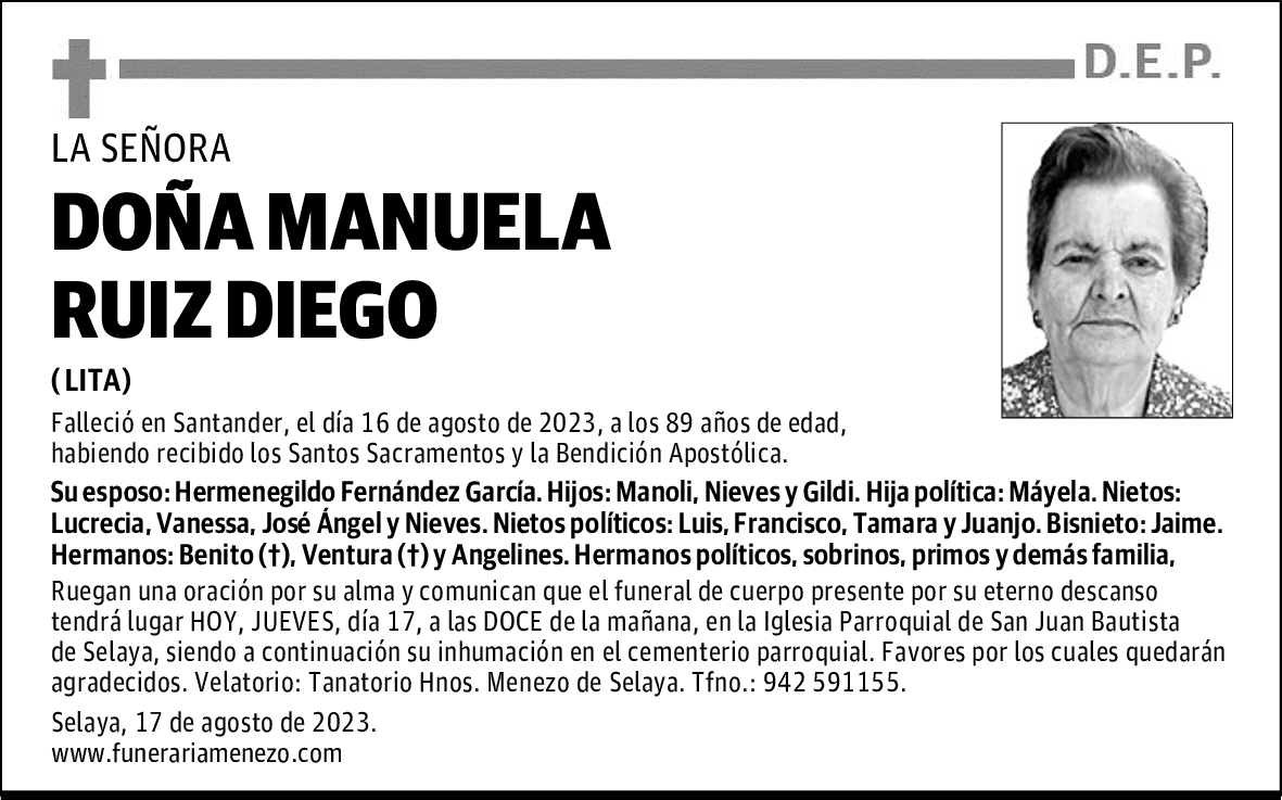 DOÑA MANUELA RUIZ DIEGO