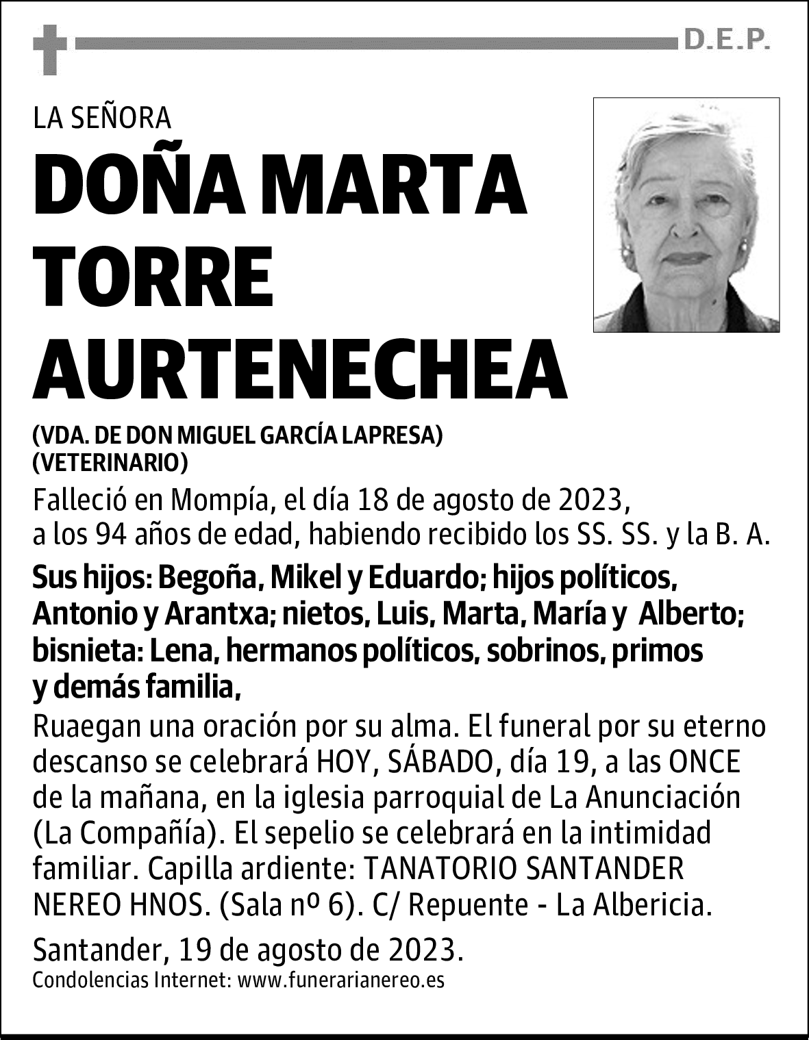 DOÑA MARTA TORRE AURTENECHEA