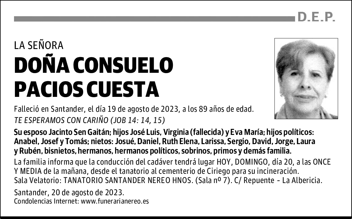 DOÑA CONSUELO PACIOS CUESTA