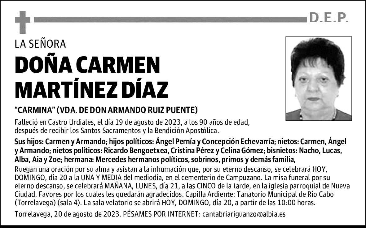 DOÑA CARMEN MARTÍNEZ DÍAZ