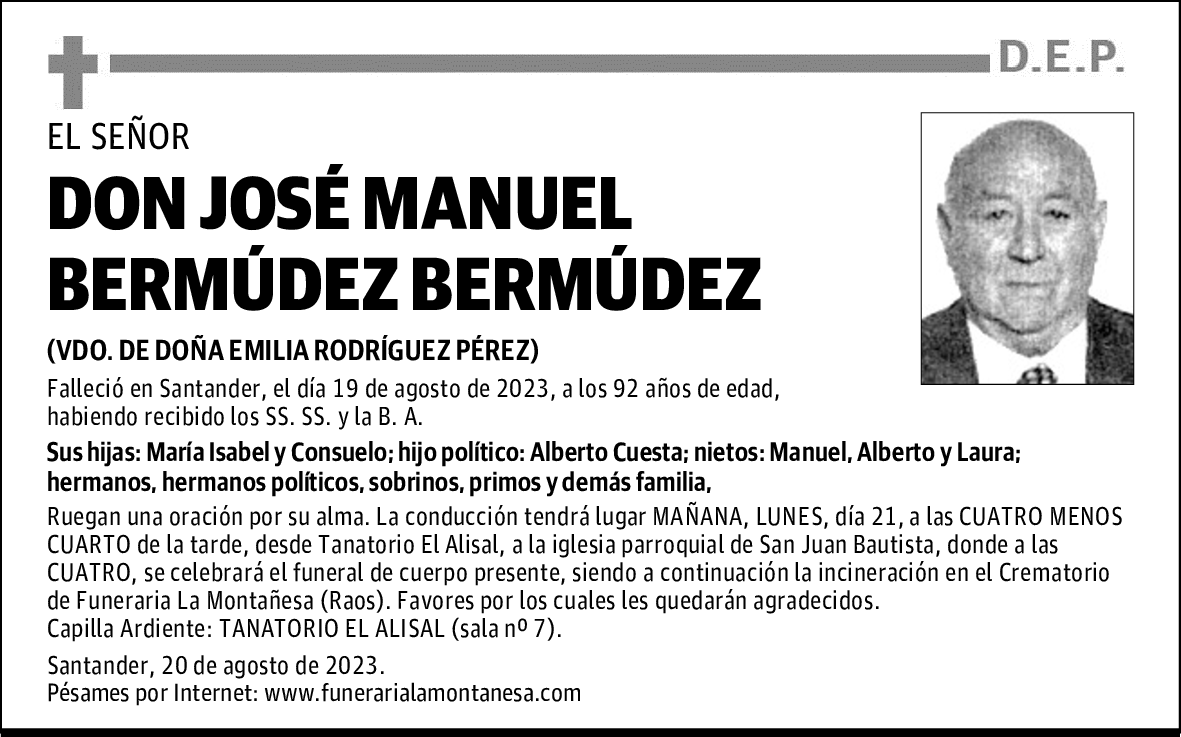 DON JOSÉ MANUEL BERMÚDEZ BERMÚDEZ