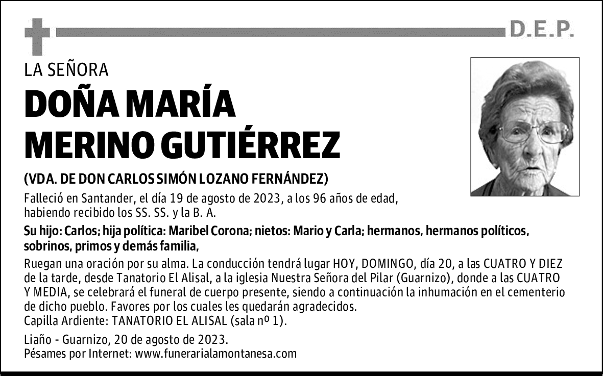 DOÑA MARÍA MERINO GUTIÉRREZ