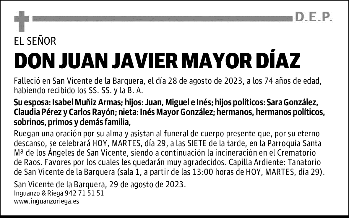 DON JUAN JAVIER MAYOR DÍAZ