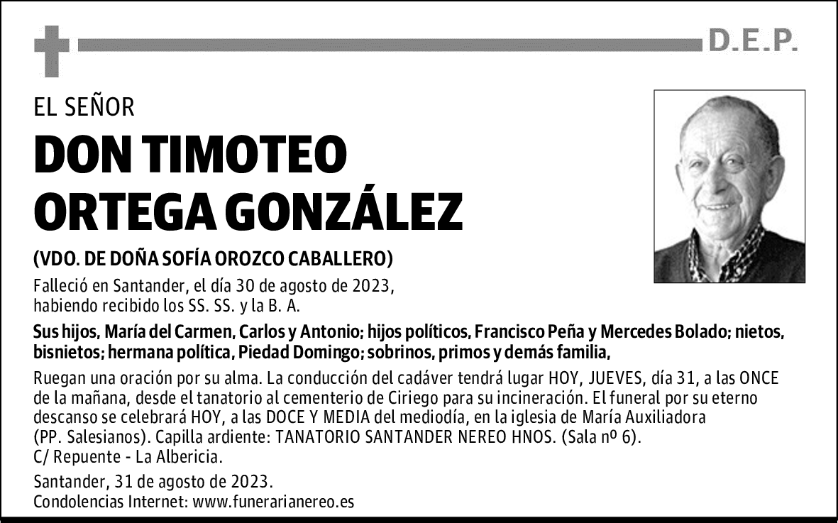 DON TIMOTEO ORTEGA GONZÁLEZ