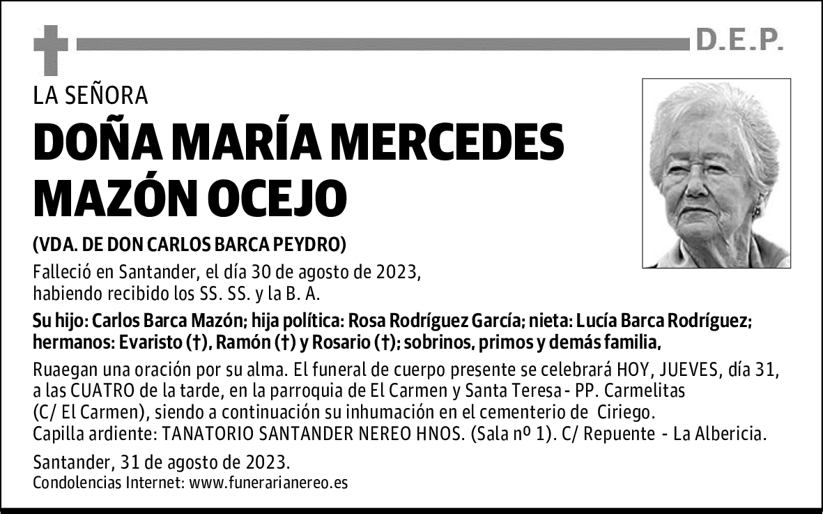 DOÑA MARÍA MERCEDES MAZÓN OCEJO