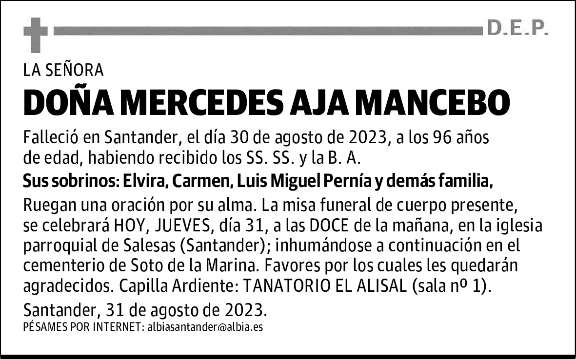 DOÑA MERCEDES AJA MANCEBO