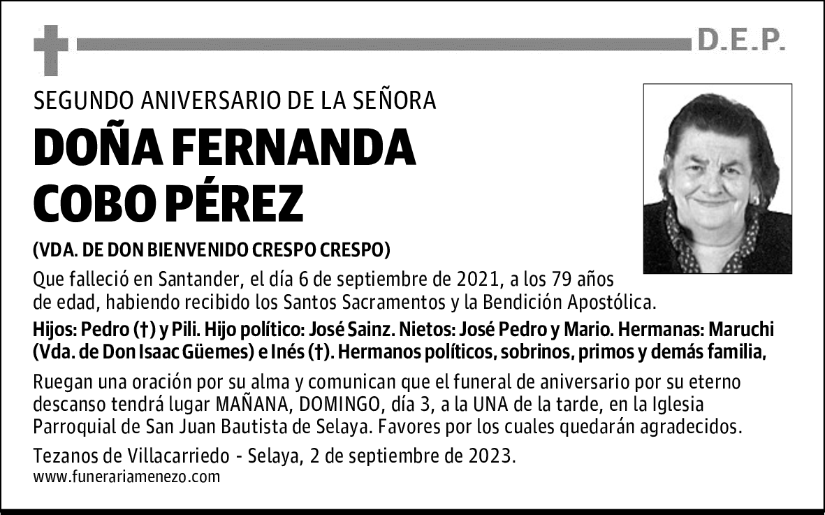 DOÑA FERNANDA COBO PÉREZ