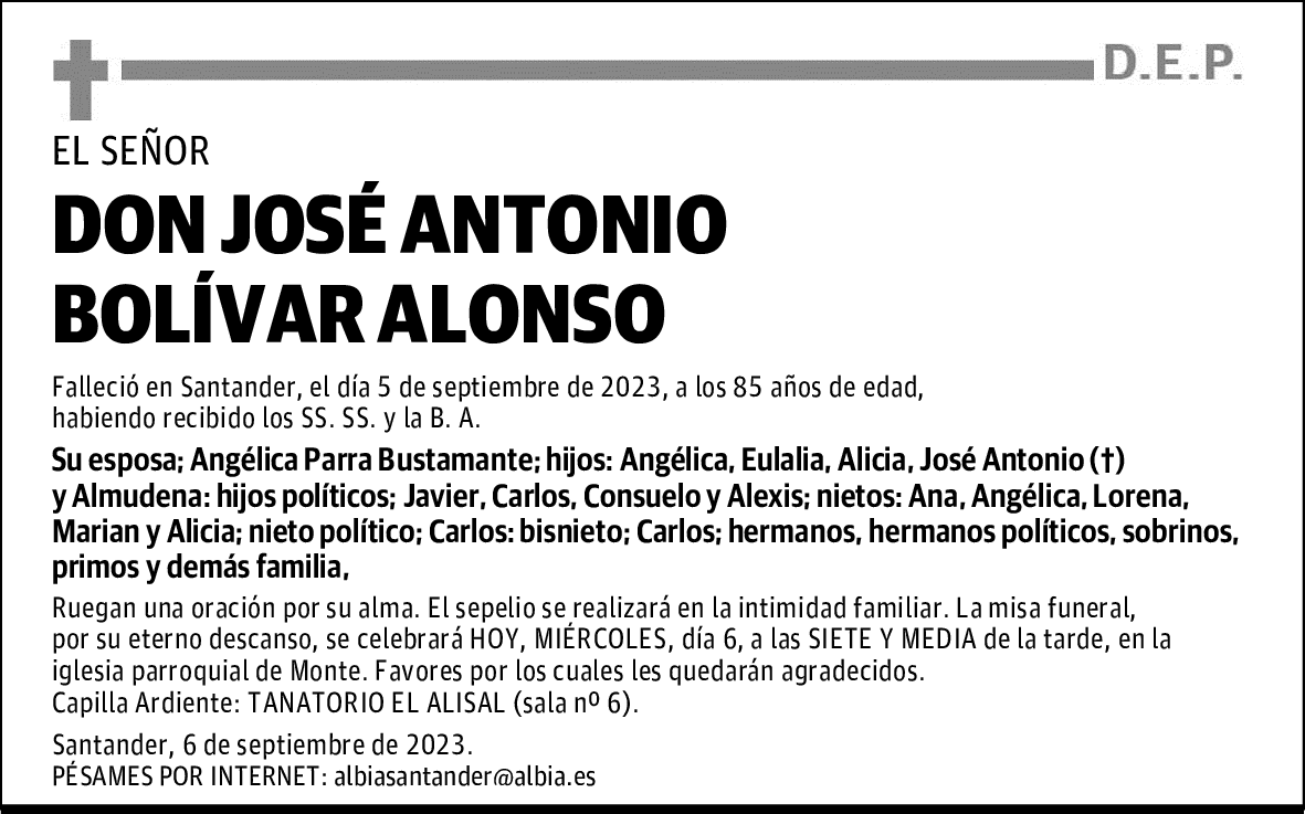 DON JOSÉ ANTONIO BOLÍVAR ALONSO