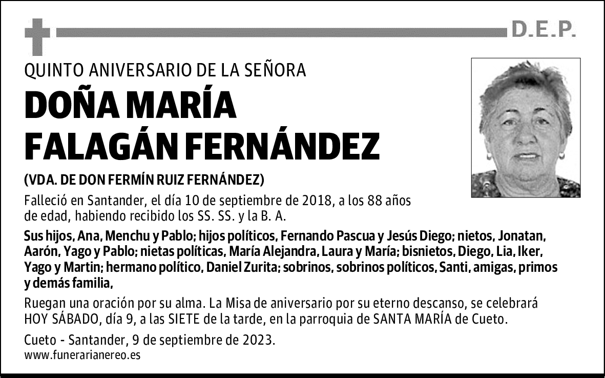 DOÑA MARÍA FALAGAN FERNÁNDEZ