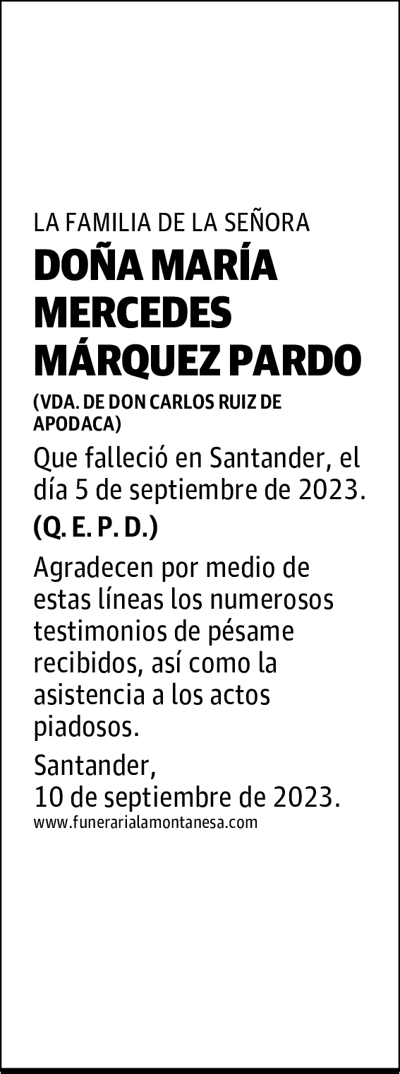 DOÑA MARÍA MERCEDES MÁRQUEZ PARDO